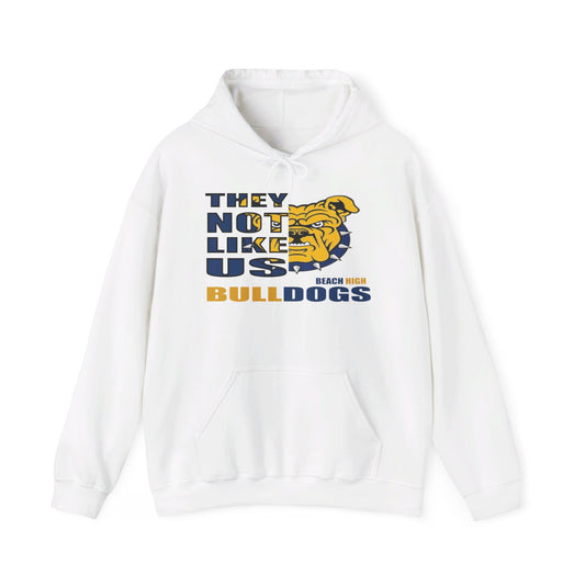 Unisex Heavy Blend™ Hooded Sweatshirt "They Not like Us" Beach Bulldogs-White-Adult