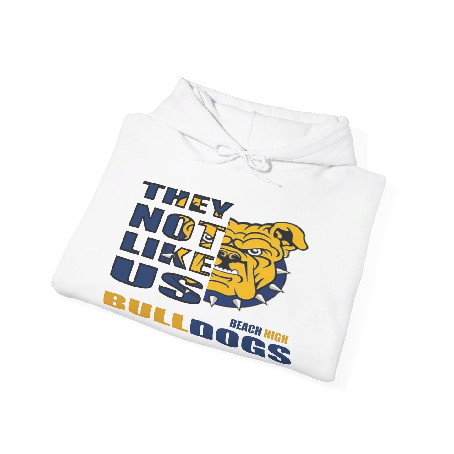 Unisex Heavy Blend™ Hooded Sweatshirt "They Not like Us" Beach Bulldogs-White-Adult