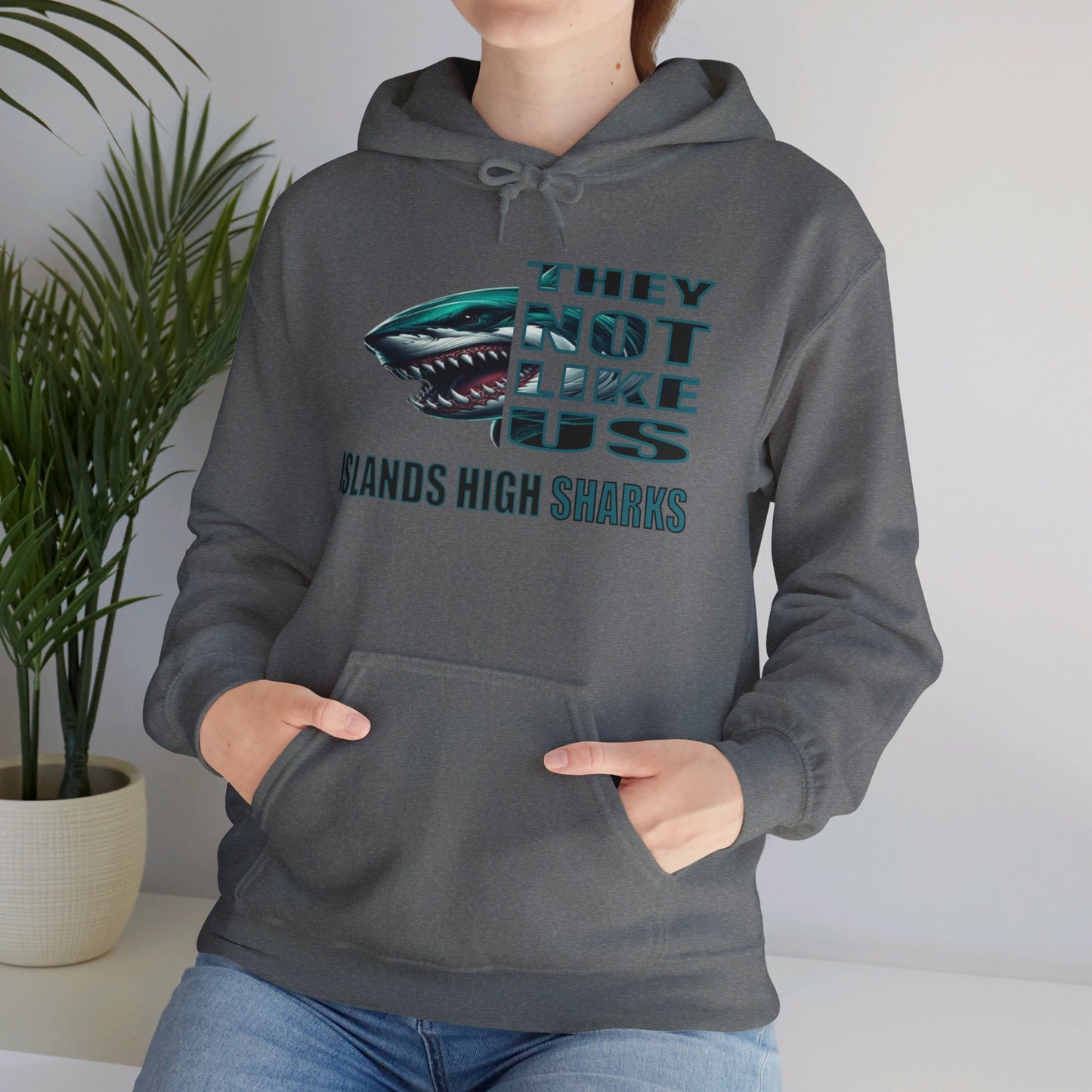 Unisex Heavy Blend™ Hooded Sweatshirt "They Not Like Us" Islands High Sharks-Adult