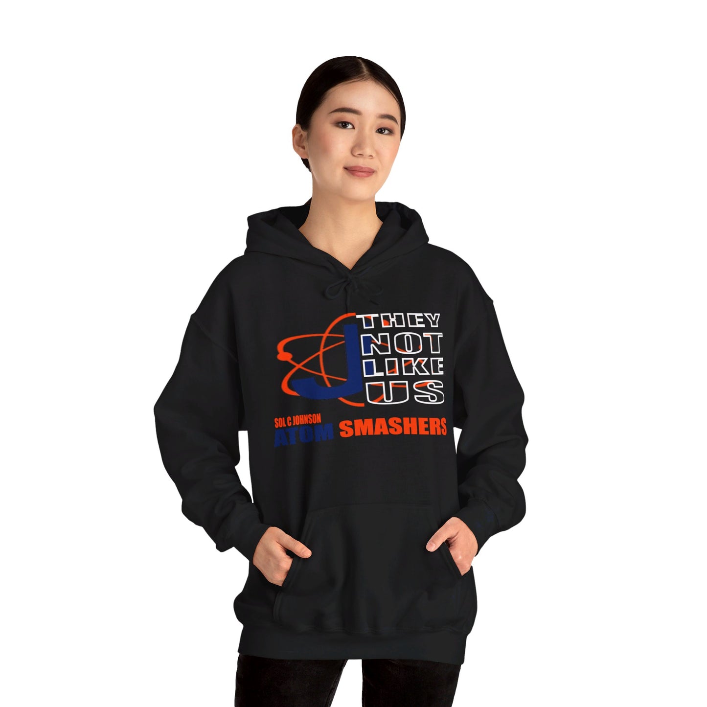 Unisex Heavy Blend™ 'They Not Like Us" Black Hooded Sweatshirt-Johnson-Atom Smashers