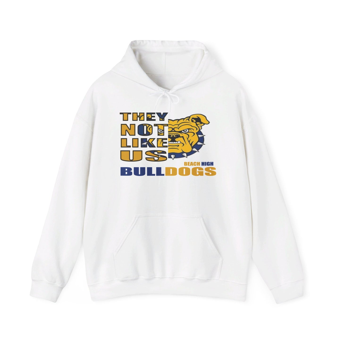 Unisex Heavy Blend™ Hooded Sweatshirt "They Not Like Us" Beach Bulldogs-White Twist-Adult