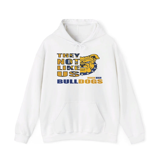 Unisex Heavy Blend™ Hooded Sweatshirt "They Not Like Us" Beach Bulldogs-White Twist-Adult