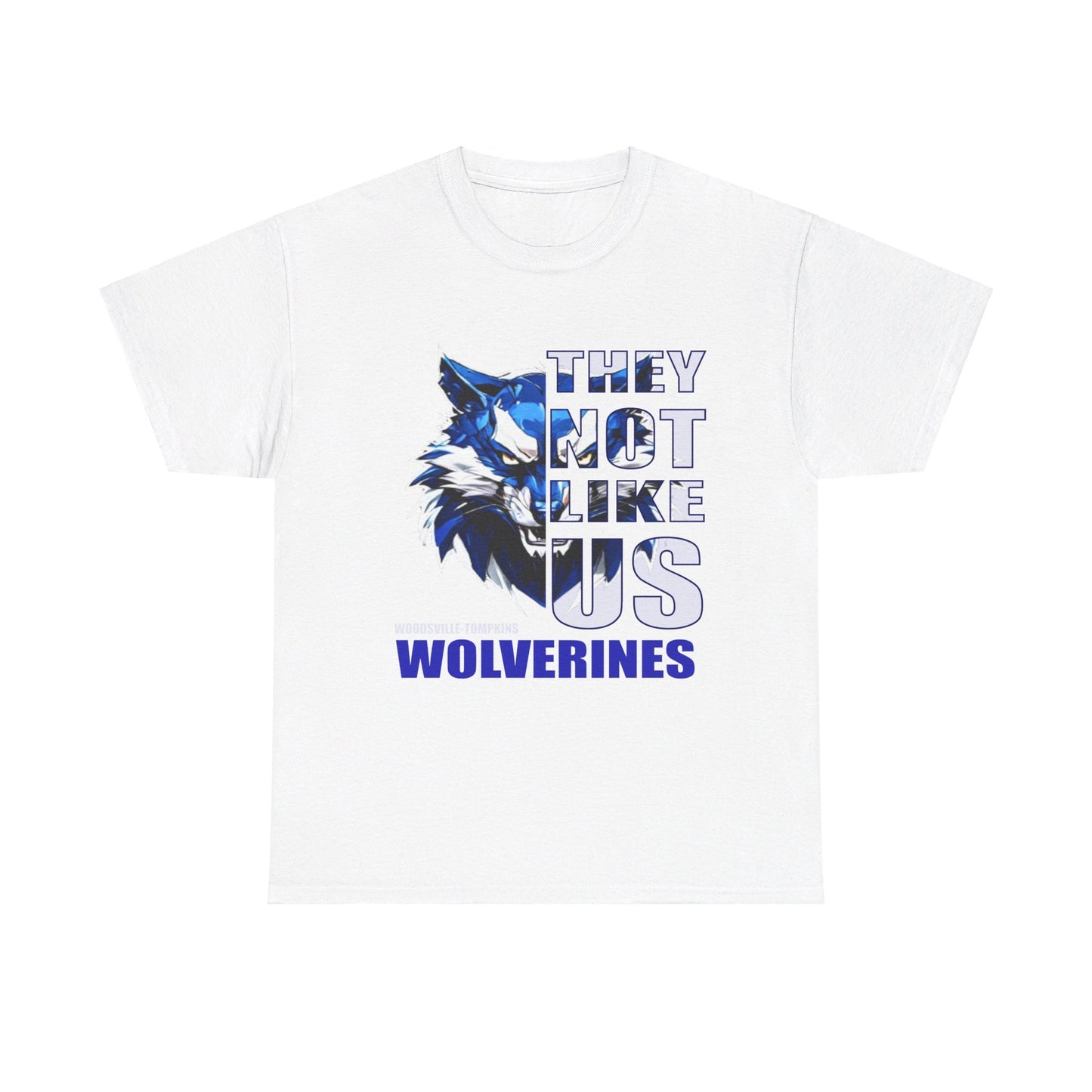 Unisex Heavy Cotton Tee "They Not Like Us" Woodsville Tompkins Wolverines-Black-Adult