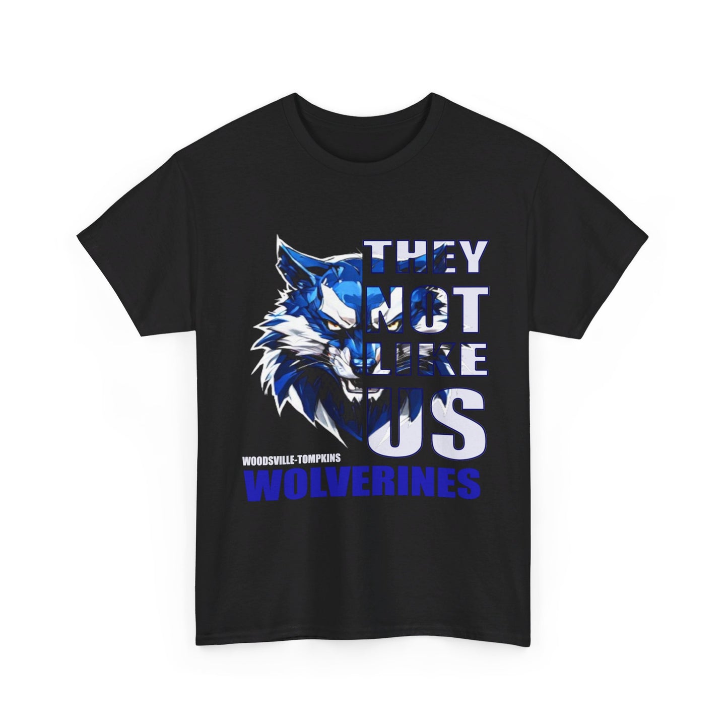 Unisex Heavy Cotton Tee "They Not Like Us" Woodsville Tompkins Wolverines-Black-Adult