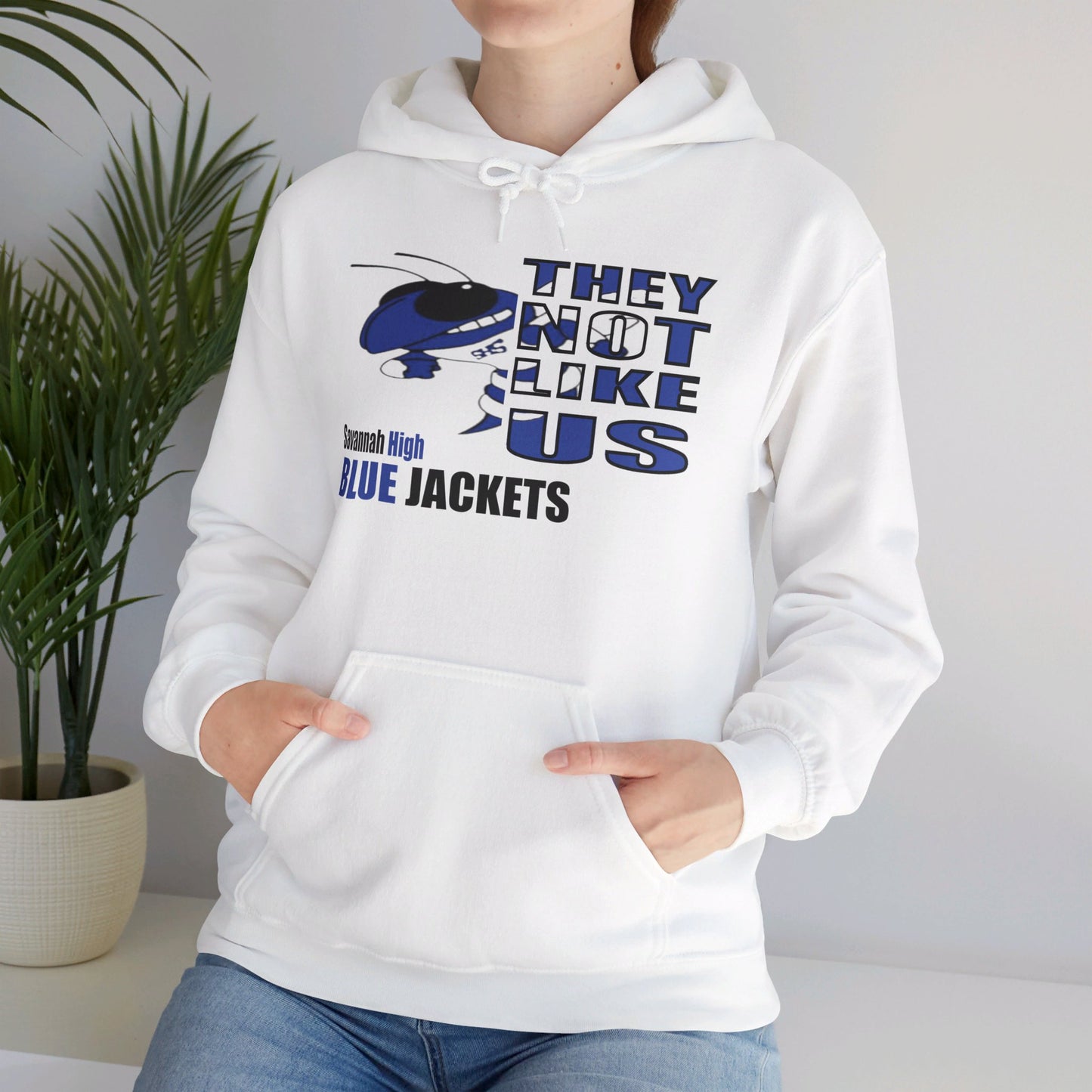 Unisex Heavy Blend™ Hooded Sweatshirt "They Not Like Us" Savannah High Blue Jackets-White-Adult