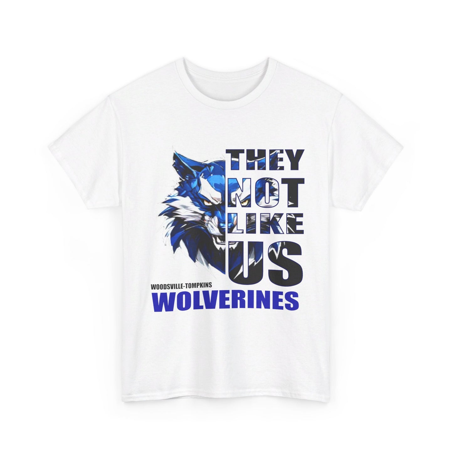 Unisex Heavy Cotton Tee "They Not Like Us" Woodsville Tompkins Wolverines-White-Adult