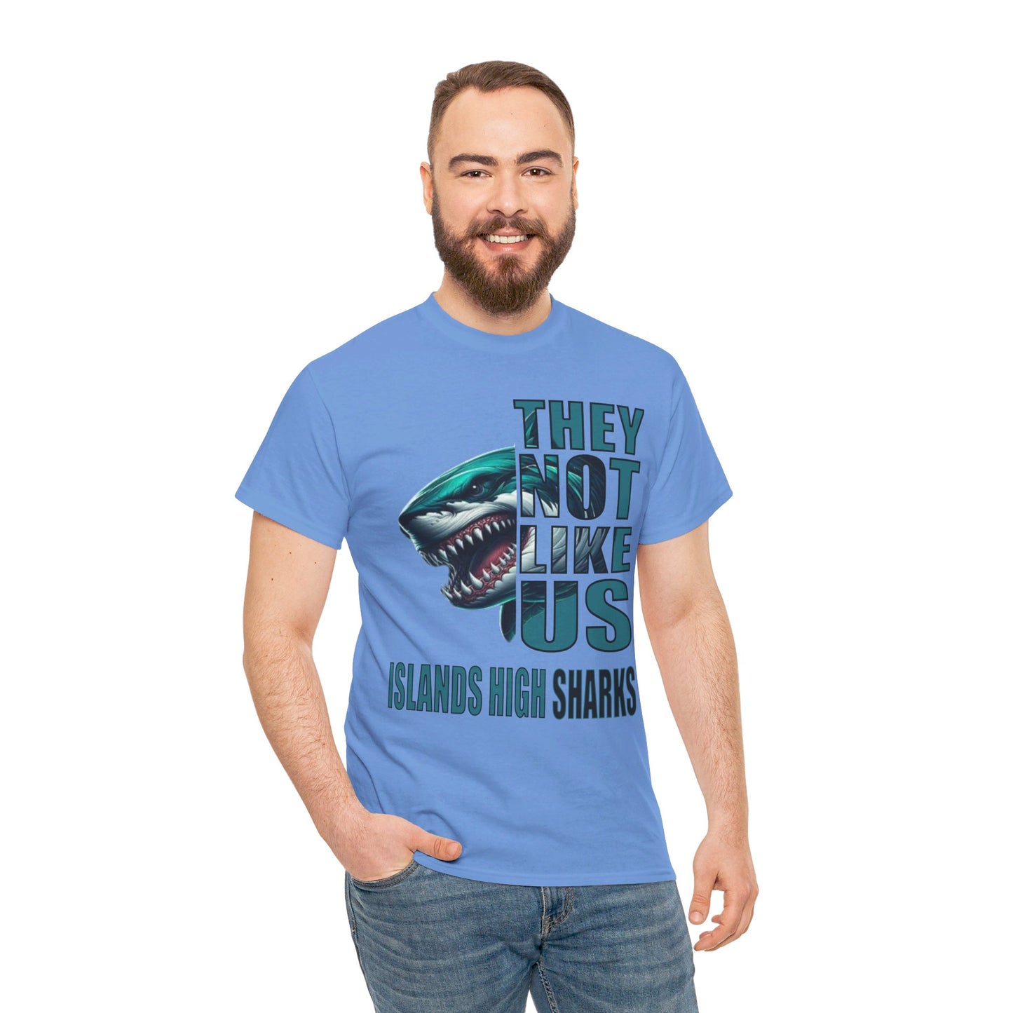 Unisex Heavy Cotton Tee "They Not Like Us" Islands High Sharks-Adult