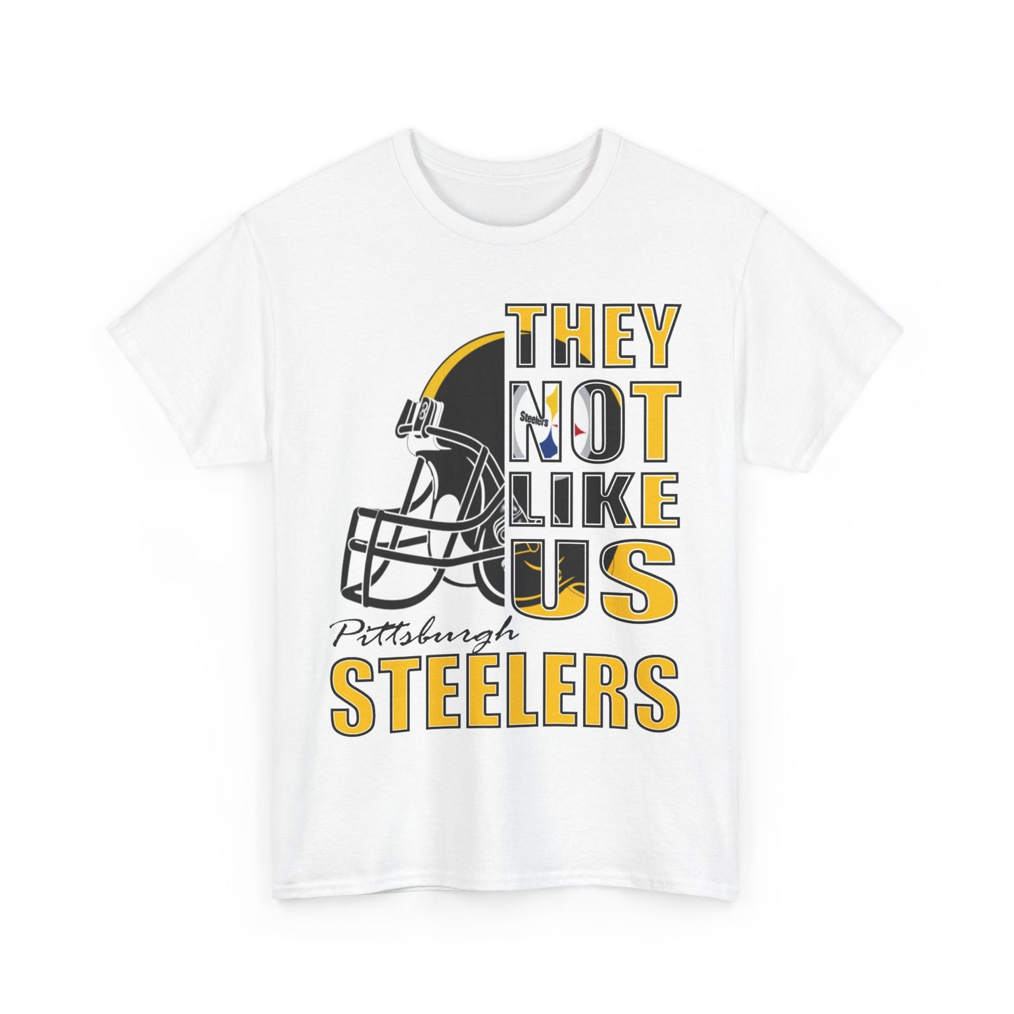 Unisex Heavy Cotton Tee "They Not Like Us" Pittsburgh Steelers-White-Adult