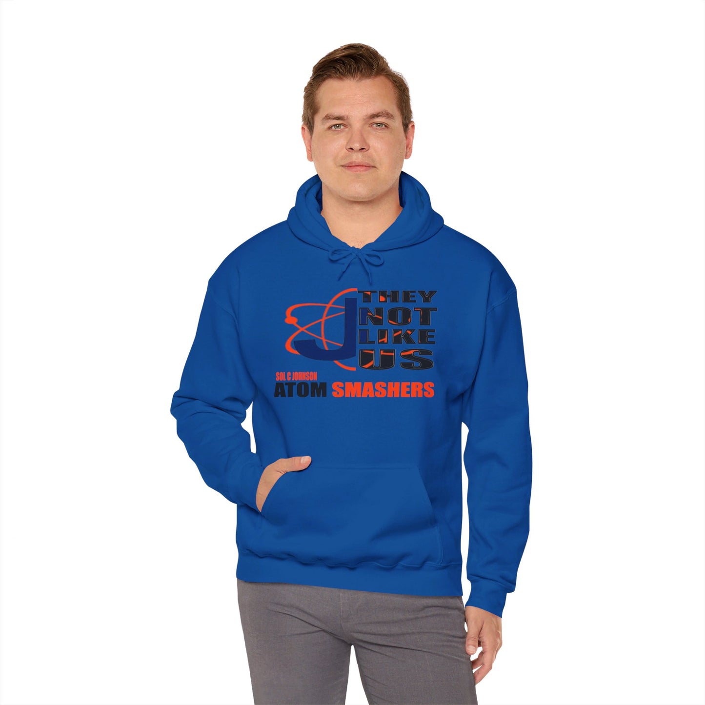 Unisex Heavy Blend™ 'They Not Like Us" Royal Blue Hooded Sweatshirt-Johnson Atom Smashers