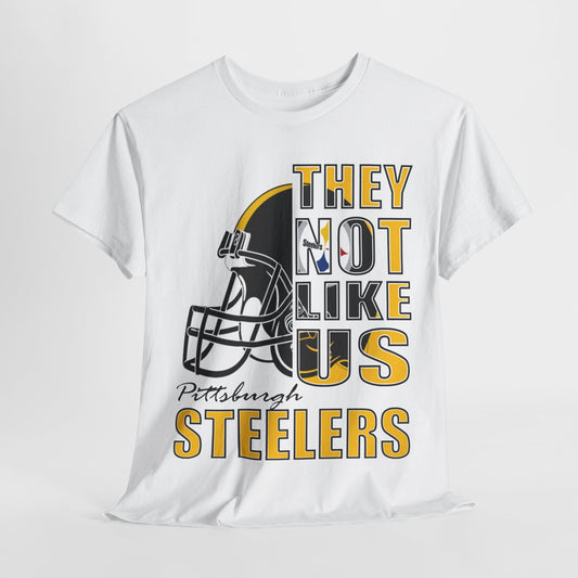 Unisex Heavy Cotton Tee "They Not Like Us" Pittsburgh Steelers-White-Adult