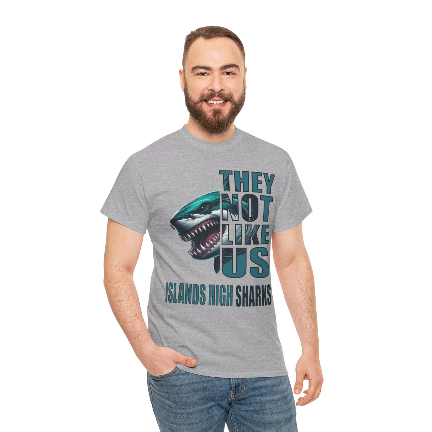 Unisex Heavy Cotton Tee "They Not Like Us" Islands High Sharks-Adult