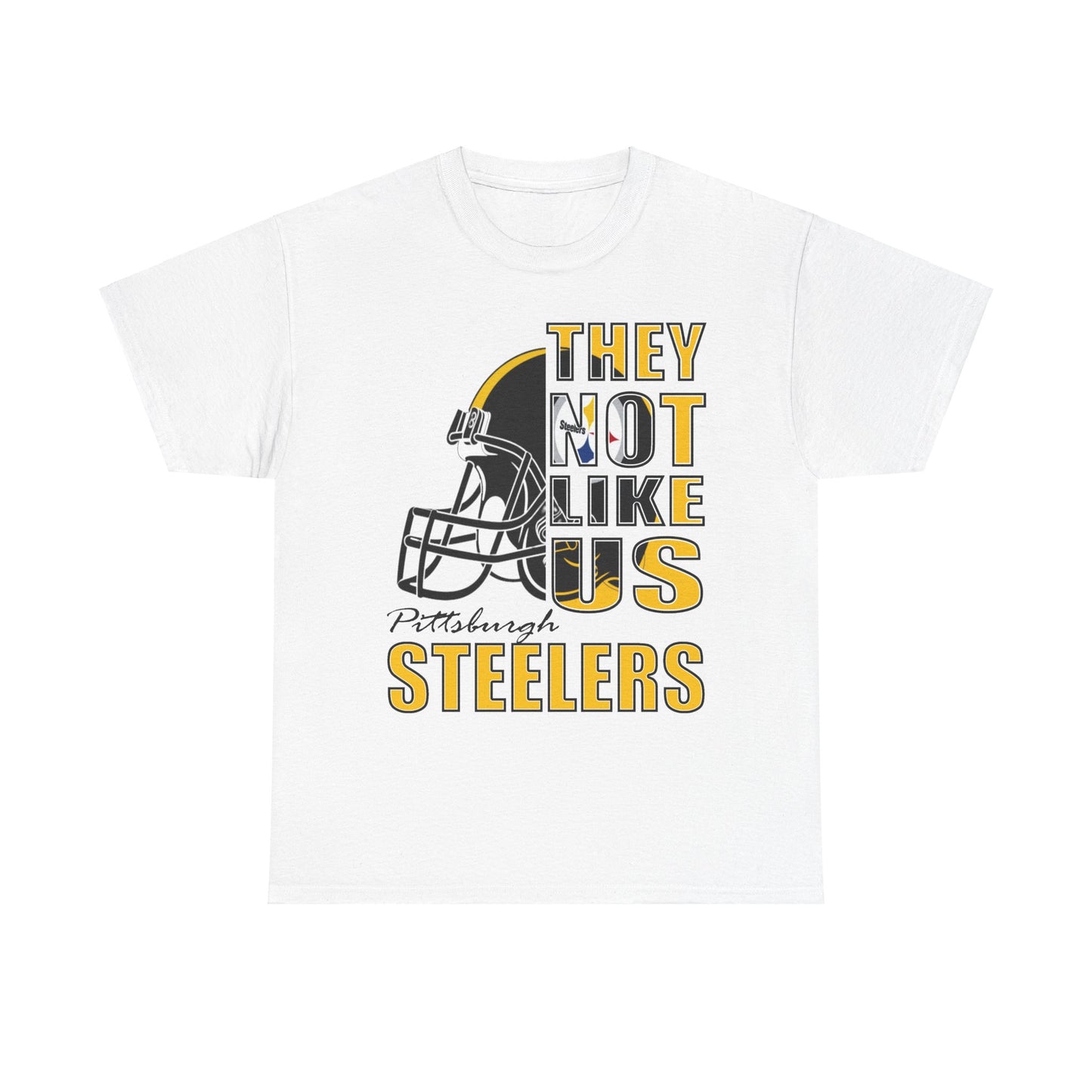 Unisex Heavy Cotton Tee "They Not Like Us" Pittsburgh Steelers-White-Adult