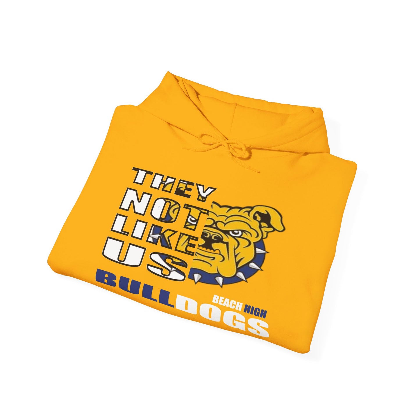 Unisex Heavy Blend™ Hooded Sweatshirt "They Not Like Us" Beach Bulldogs-Gold-Adult