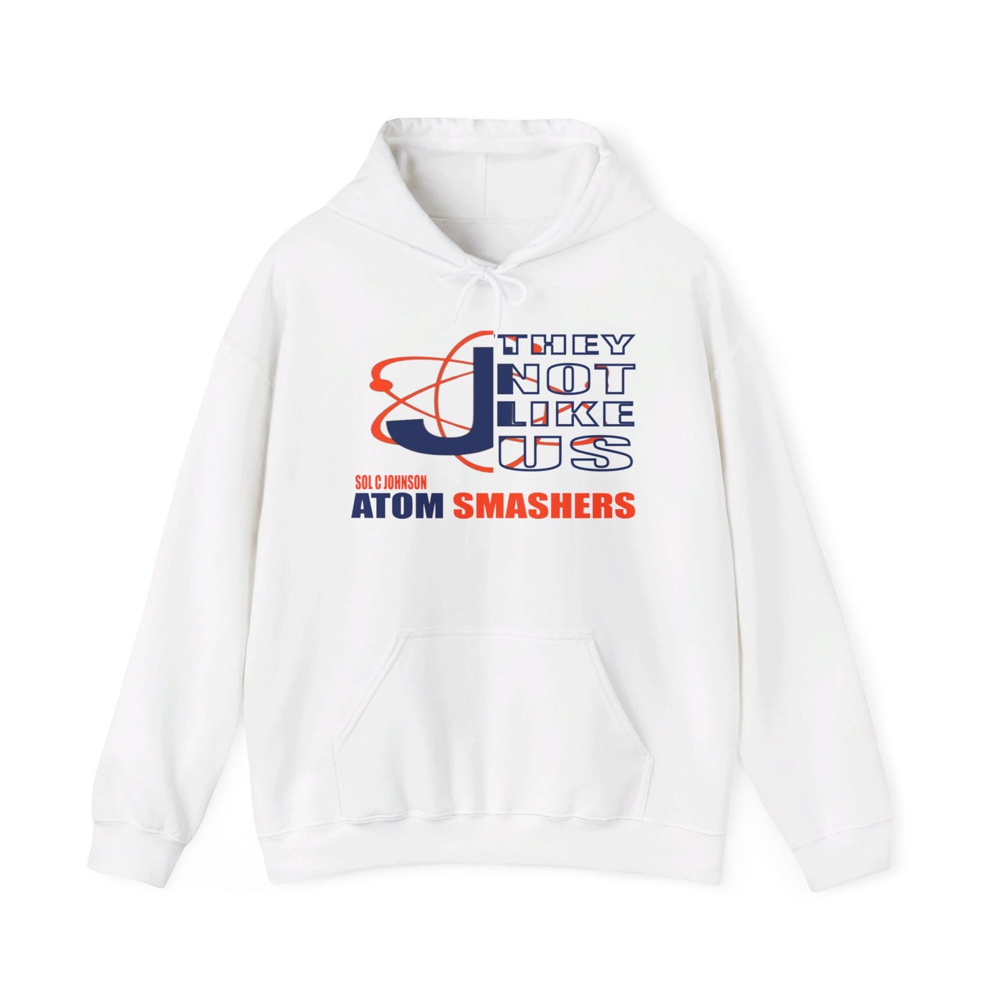 Unisex Heavy Blend™ 'They Not Like Us" White Hooded Sweatshirt-Johnson Atom Smashers