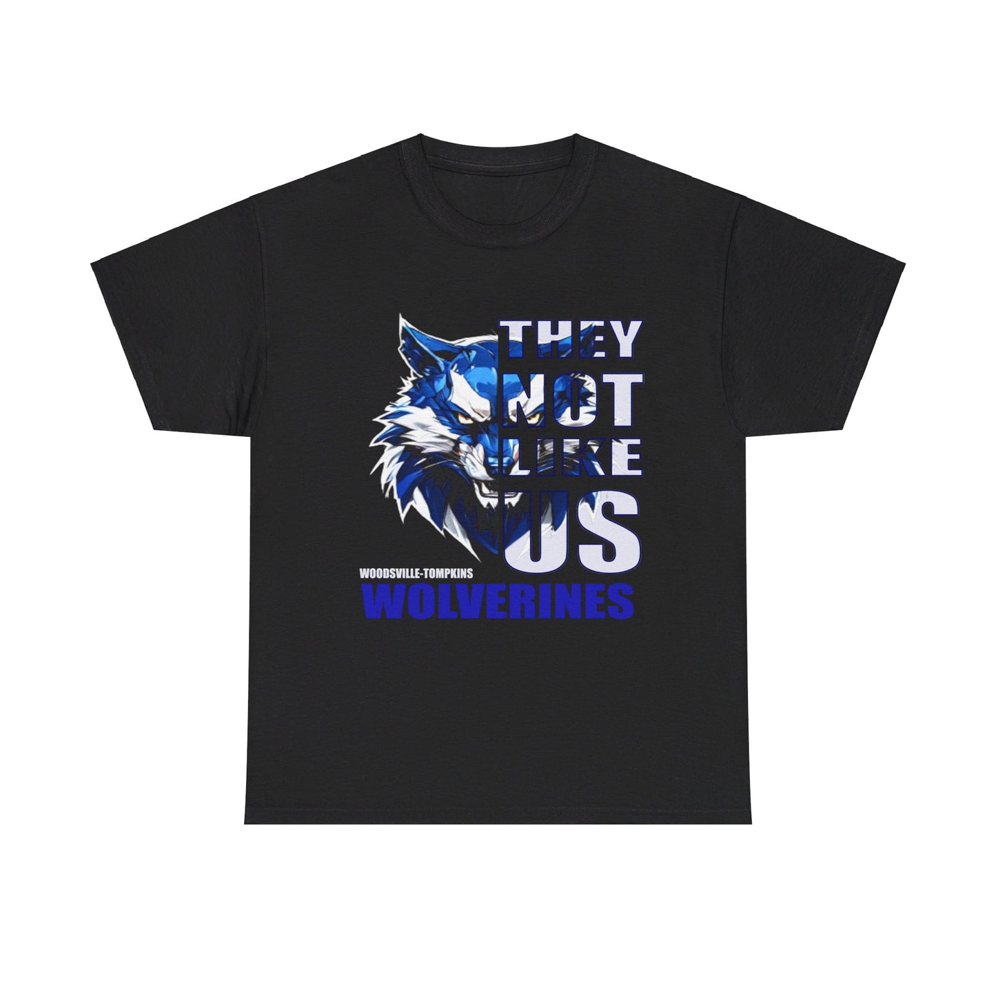 Unisex Heavy Cotton Tee "They Not Like Us" Woodsville Tompkins Wolverines-Black-Adult