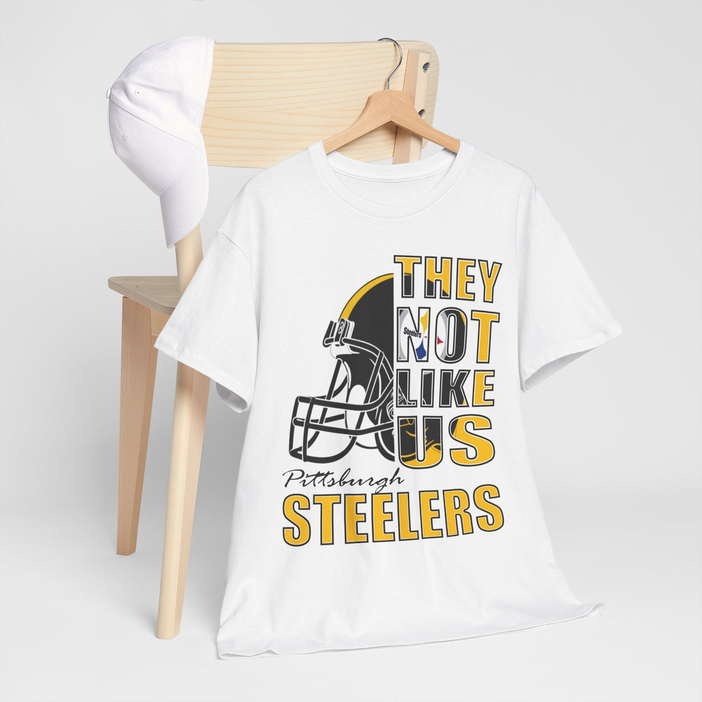 Unisex Heavy Cotton Tee "They Not Like Us" Pittsburgh Steelers-White-Adult