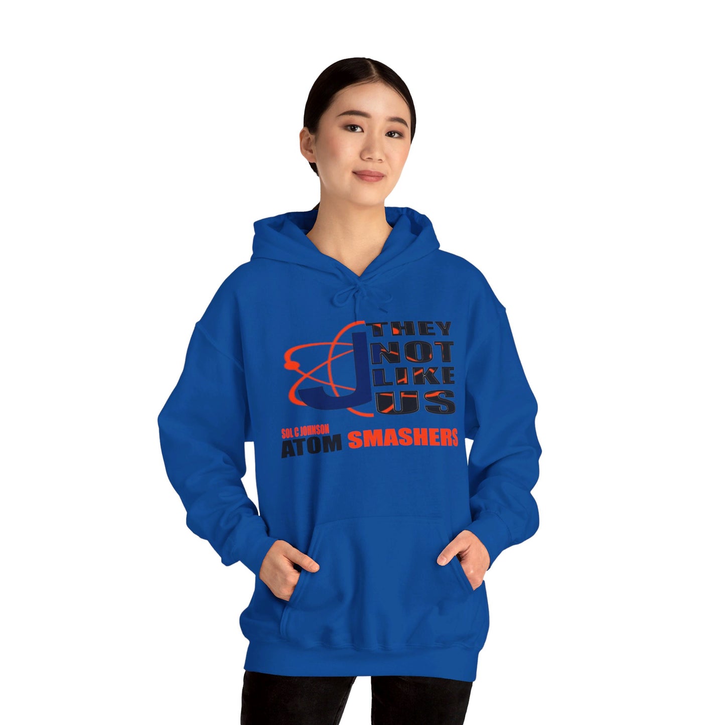 Unisex Heavy Blend™ 'They Not Like Us" Royal Blue Hooded Sweatshirt-Johnson Atom Smashers