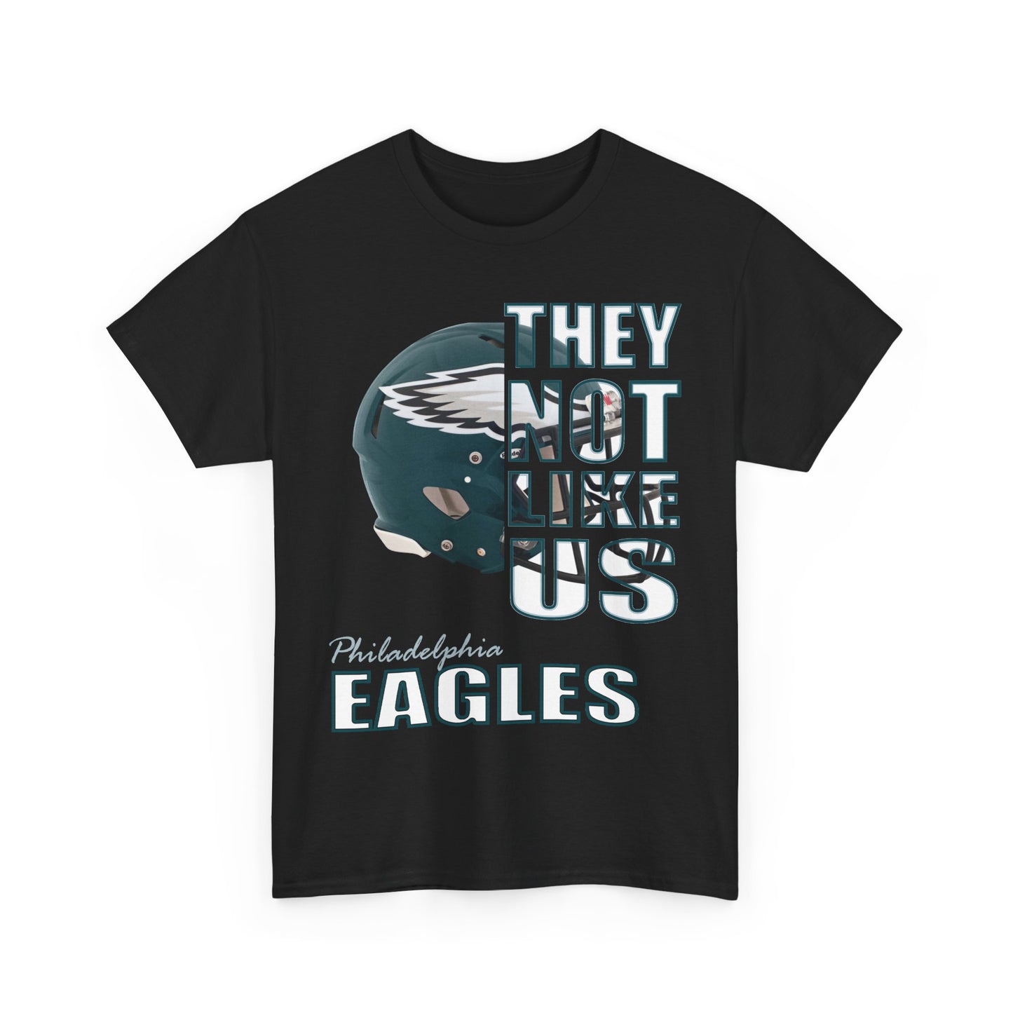 Unisex Heavy Cotton Tee "They Not Like Us" Philadelphia Eagles Helmet-Black-Adult