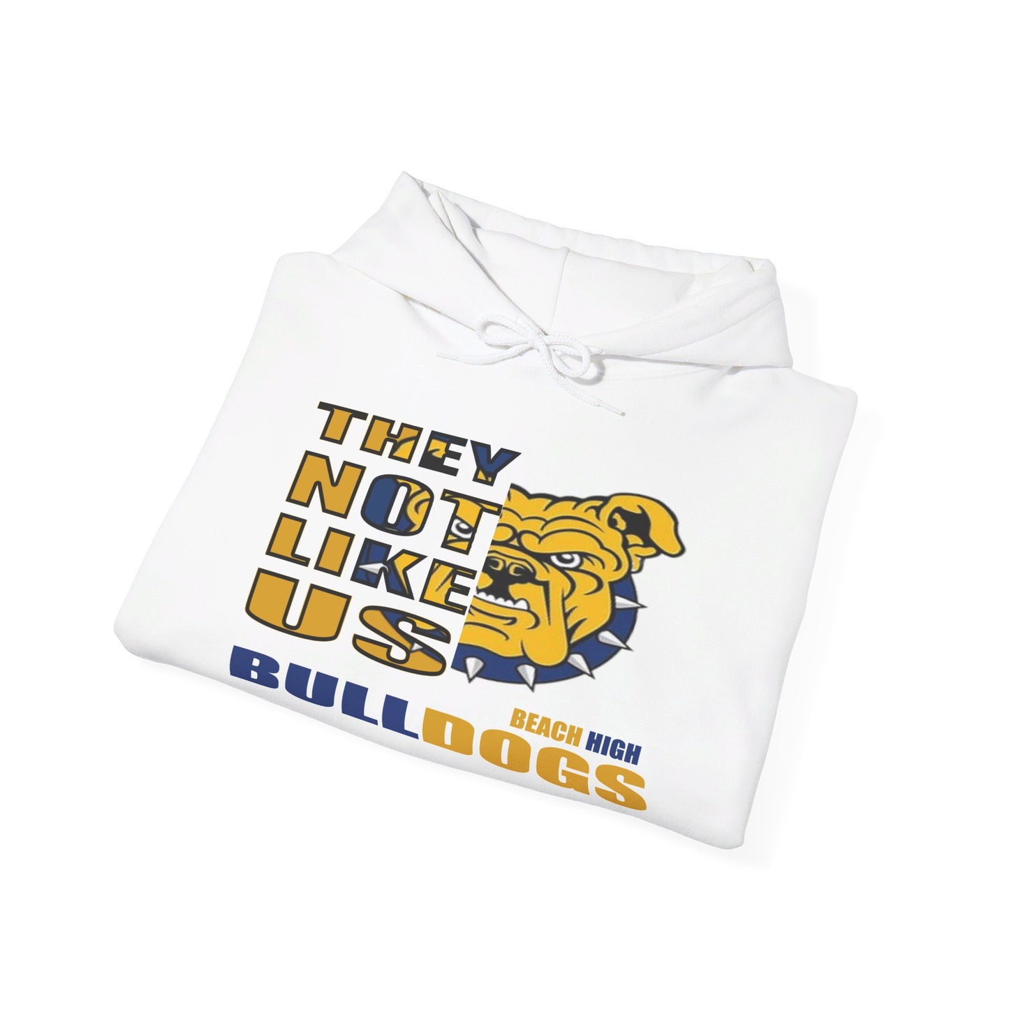 Unisex Heavy Blend™ Hooded Sweatshirt "They Not Like Us" Beach Bulldogs-White Twist-Adult