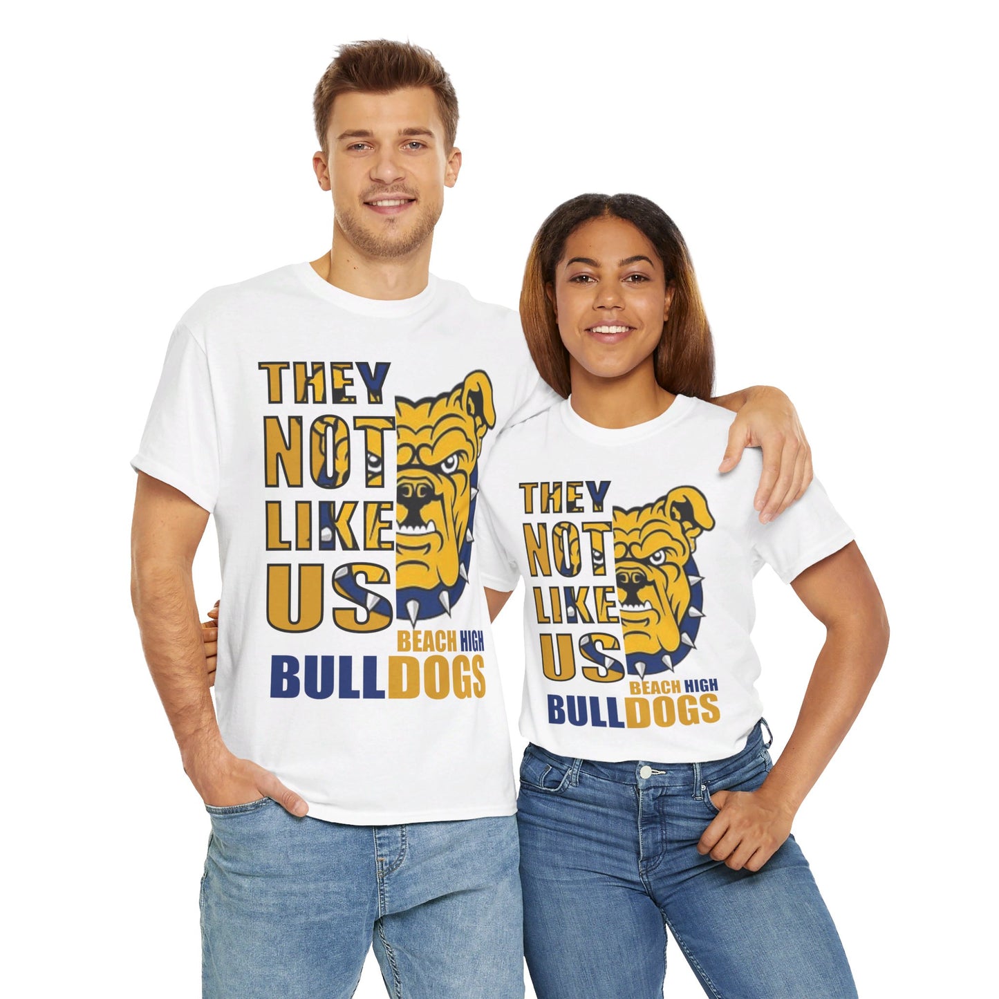 Unisex Heavy Cotton Tee "They Not Like Us" Beach Bulldogs-White-Adult