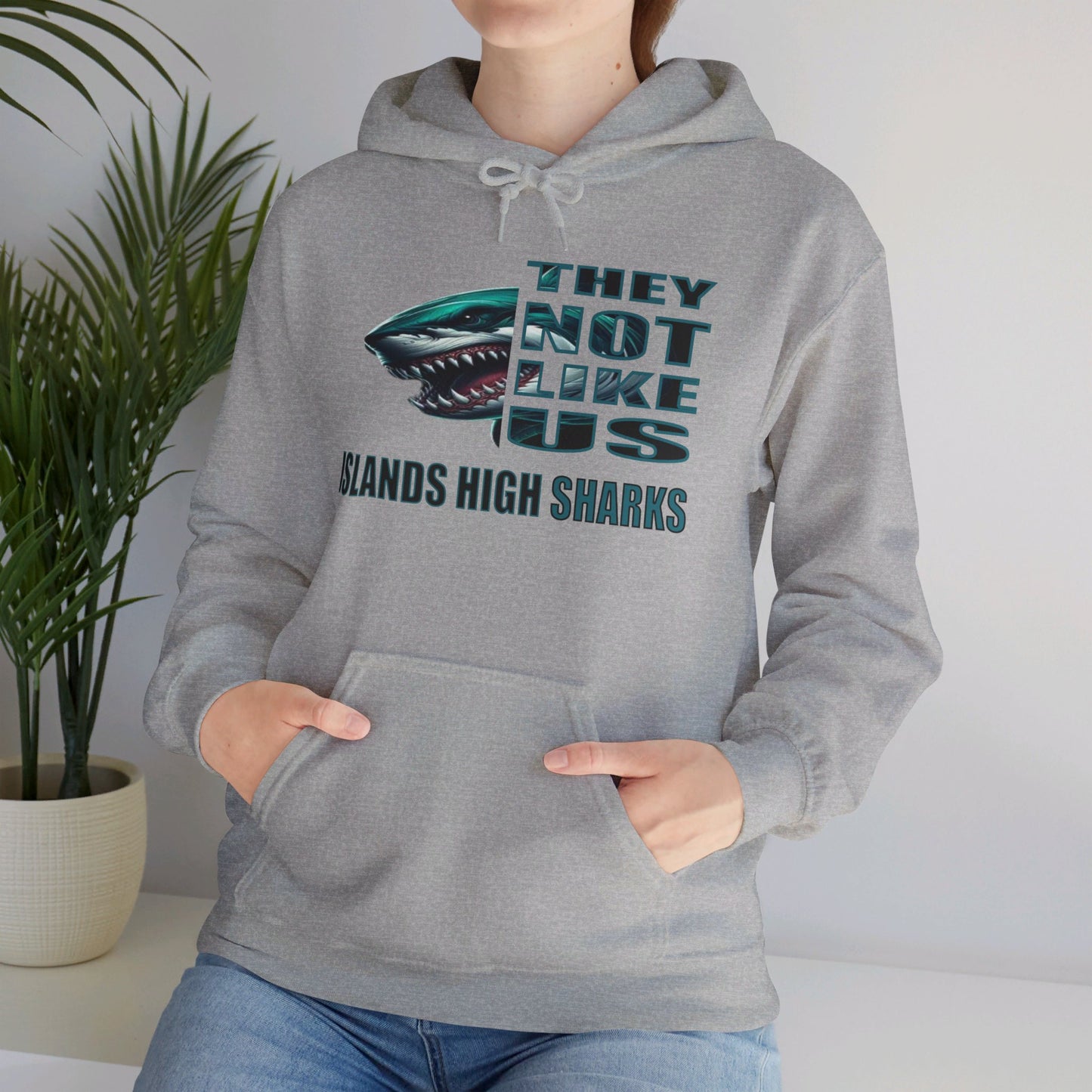 Unisex Heavy Blend™ Hooded Sweatshirt "They Not Like Us" Islands High Sharks-Adult