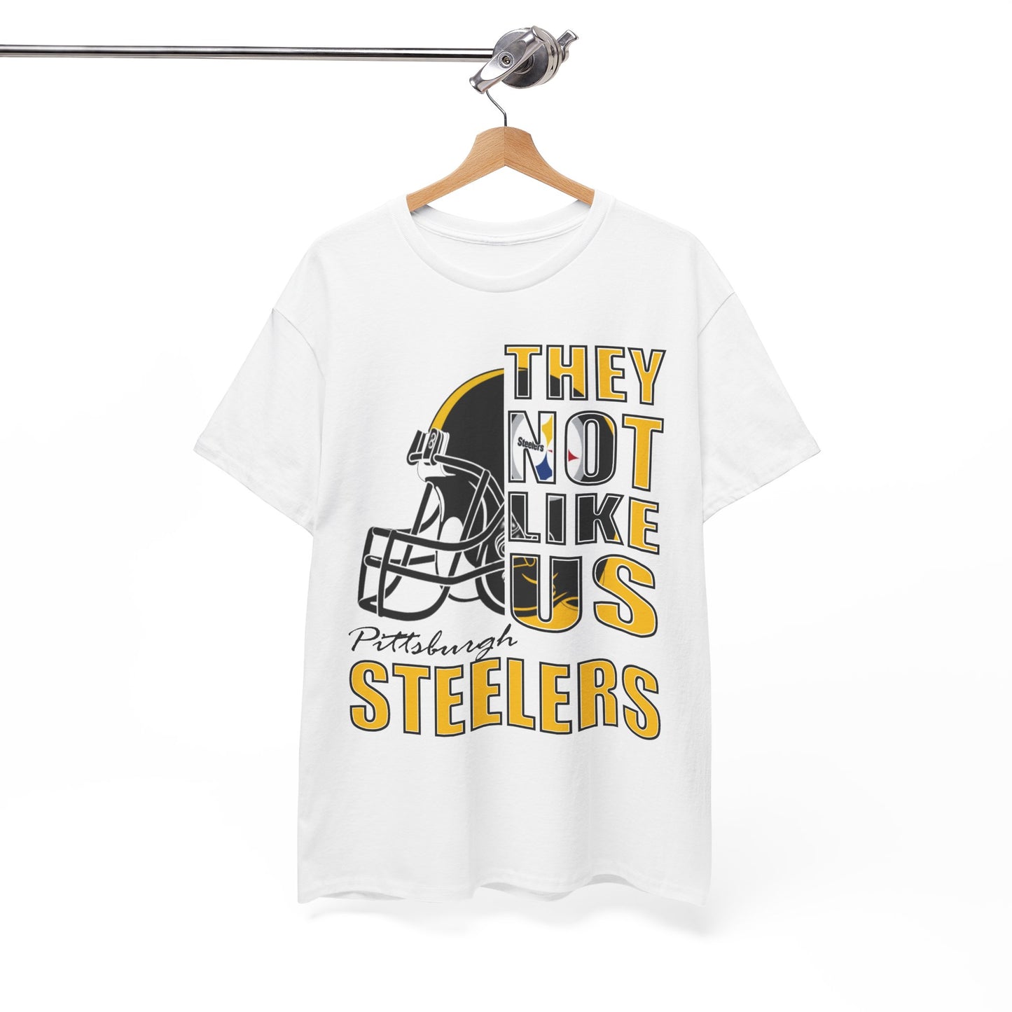 Unisex Heavy Cotton Tee "They Not Like Us" Pittsburgh Steelers-White-Adult