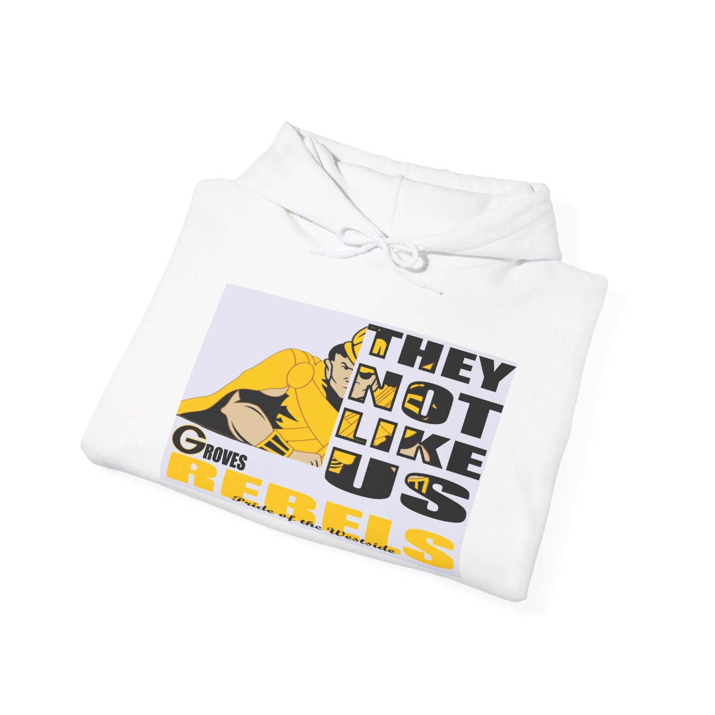 Unisex Heavy Blend™ 'They Not Like Us" White Hooded Sweatshirt-Groves Rebels