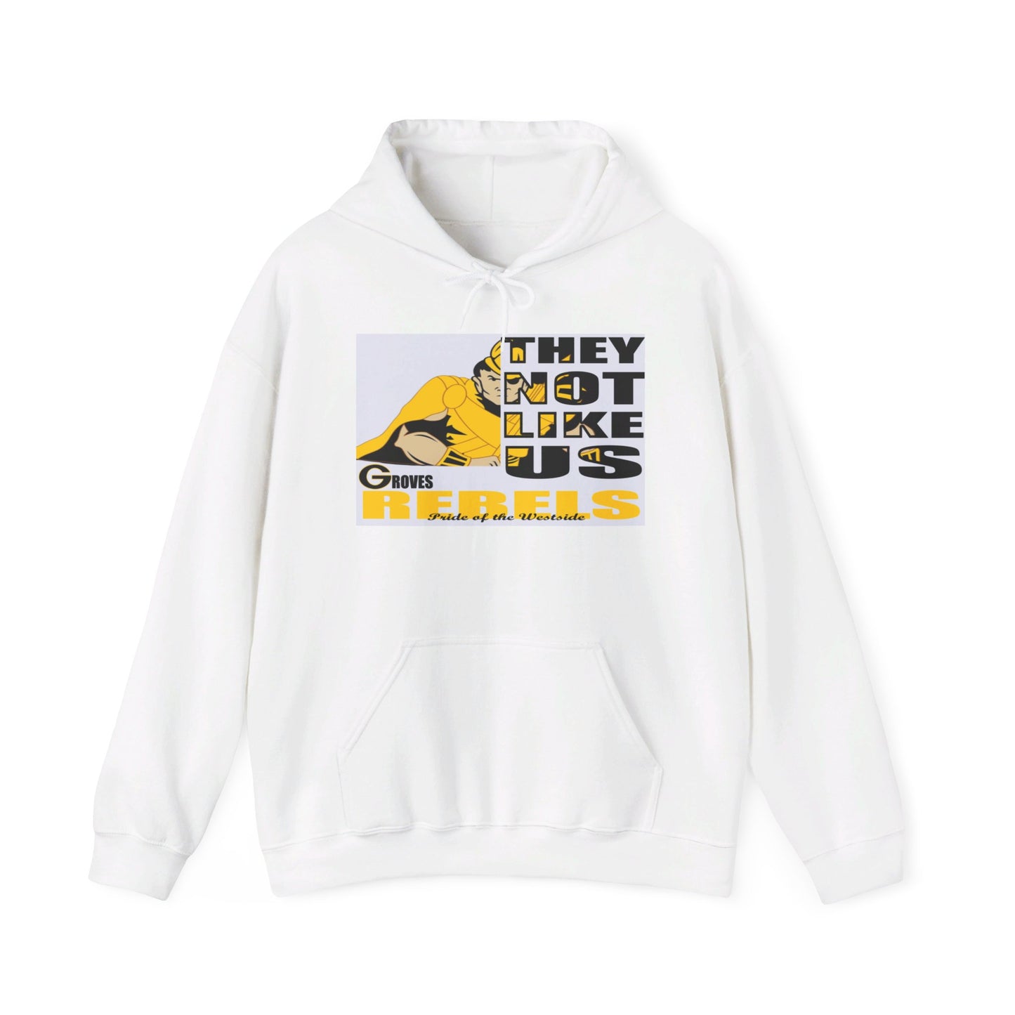 Unisex Heavy Blend™ 'They Not Like Us" White Hooded Sweatshirt-Groves Rebels