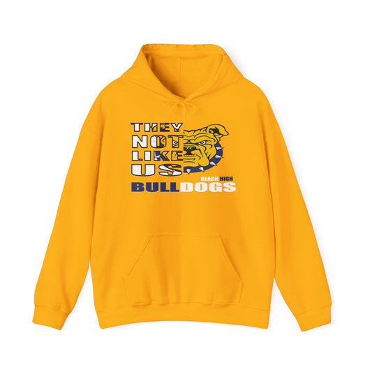 Unisex Heavy Blend™ Hooded Sweatshirt "They Not Like Us" Beach Bulldogs-Gold-Adult